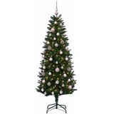  Umjetno božićno drvce s kuglicama 150 cm 150 LED lampica - 150 cm s LED-ima i ružičastim lopticama Zelena | shoptok.hr