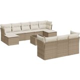 VidaXL 10-dijelni set vrtnih sofa s jastucima bež od poliratana VidaXL 10-dijelni set vrtnih sofa s jastucima bež od poliratana Slike