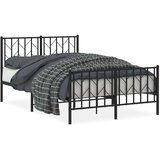 vidaXL Kovinski posteljni okvir z vzglavjem in vznožjem črn 120x190 cm | Shoptok.si
