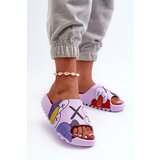 Kesi Rubber slippers with purple monster print Cene