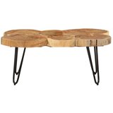 Maison Chic Klubska mizica - kavna mizica - Nizka mizica 36 cm 6 debel trden akacijev les, (21755445) Cene
