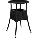 vidaXL Vrtna miza Ø60x75 cm kaljeno steklo in poli ratan črna, (20665624) | Shoptok.si