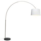 QAZQA Obločna svetilka jeklena tkanina senčnik bela 45 cm - XXL | Shoptok.si