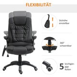  Masažna uredska stolica s vibracijom i grijanjem umjetna koža crna | shoptok.hr