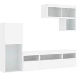  6-dijelni zidni TV elementi s LED svjetlima bijeli drveni | shoptok.hr