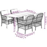  5-dijelni vrtni blagovaonski set s jastucima od poliratana crni | shoptok.hr