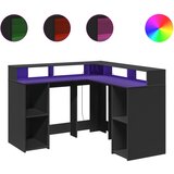 Maison Chic Pisalna miza - pisarniška miza - Računalniška miza z LED lučkami črna 130x130x91 cm inženirski les, (21785221) Cene