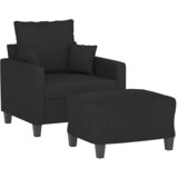  Fotelja s tabureom crna 60 cm od tkanine | shoptok.hr
