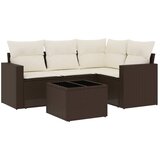  5-dijelni set vrtnih sofa s jastucima poliratan smeđi Smeđa | Shoptok.si