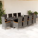 vidaXL 11-dijelni vrtni blagovaonski set s jastucima poliratan sivi | shoptok.hr