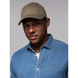Ombre Men's baseball cap with visor and decorative embroidery - khaki Cene