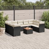 vidaXL 10-dijelni set vrtnih sofa s jastucima crni od poliratana | shoptok.hr