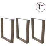  noge jedilne mize v-oblika 3 kosi naravno jeklo 80x(72-73,3) cm, (21828288) | Shoptok.si