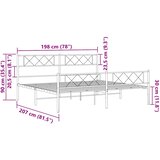  Metalni okvir kreveta uzglavlje i podnožje bijeli 193x203 cm | shoptok.hr
