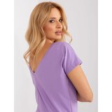 Fashion Hunters Lilac T-shirt with back neckline Fire BASIC FEEL GOOD Cene