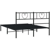 vidaXL Kovinski posteljni okvir z vzglavjem črn 135x190 cm | Shoptok.si
