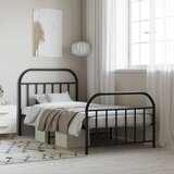 The Living Store Kovinski posteljni okvir z vzglavjem in vznožjem črn 107x203 cm - Posteljni Okvir, (21523460) | Shoptok.si