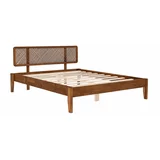 Kalune Design Bračni krevet od masivne smreke s podnicom 160x200 cm u prirodnoj boji/tamno smeđi Izabelya –