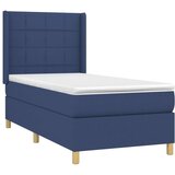  Box spring postelja z vzmetnico moder 90x190 cm blago, (20892673) | Shoptok.si