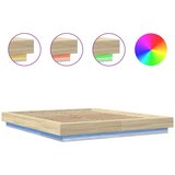 vidaXL Okvir kreveta s LED svjetlima boja hrasta 150 x 200 cm drveni | shoptok.hr