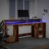  Radni stol s LED svjetlima boja starog drva 200x55x91 cm drveni | shoptok.hr