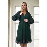 Dewberry 11353 Lined Double Breasted Chiffon Dress-Khaki | shoptok.hr