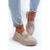 Kesi Women's leather loafers on a platform, beige S.Barski | shoptok.hr