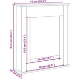  Okvir za kamin boja betona 75x20x87,5 cm od konstruiranog drva | shoptok.hr
