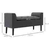  Tapecirana klupa za odlaganje izgled lana drvene noge nosivost 130 kg 116x44x58 cm tamno siva | shoptok.hr