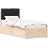  Krevetni okvir s tapiciranim uzglavljem Crna 75 x 190 cm | shoptok.hr