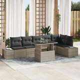 vidaXL 7-delni vrtni kavč set z blazinami svetlo sivega poli ratana | Shoptok.si