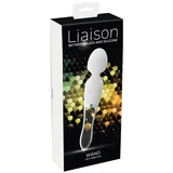 Liaison Wand - vibrator LED iz silikonskega stekla za polnjenje (prosojno-bel)