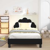 Krevet za djecu s uzglavljem Crna 90 x 190 cm Baršun | shoptok.hr