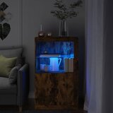 vidaXL Stranska omarica z LED lučkami dimljen hrast inženirski les Cene