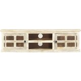 Furnova TV omarica bela 130x30x36 cm trden mangov les, (21924202) | Shoptok.si