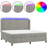 Maison Chic Box spring postelja - Vzmetna postelja z vzmetnico LED svetlo siva 200x200cm žamet SL15975, (21895713) | Shoptok.si