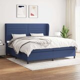  Box spring postelja z vzmetnico modra 200x200 cm blago, (20892600) Cene