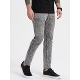 Ombre Men's marbled denim pants with raw-leg SLIM FIT - grey | shoptok.hr