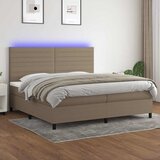  box spring s madracem LED smeđesivi 200x200 cm tkanina | shoptok.hr