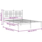  Metalni okvir za krevet s uzglavljem bijeli 140 x 190 cm | shoptok.hr