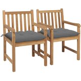 Maison Chic Vrtni stoli - Stol za vrt 2 kosa s sivimi blazinami trdna tikovina JS1275, (21878885) | Shoptok.si