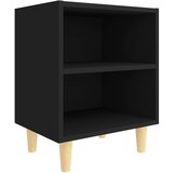  Nočna omarica s trdnimi lesenimi nogami črna 40x30x50 cm, (20624247) | Shoptok.si