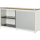 mauser Omara z drsnimi vrati, akustični učinek, plošča s polnim jedrom, VxŠxG 818 x 1600 x 432 mm, 2 x 1 polica, čista bela / aluminijasto siva / javo | Shoptok.si
