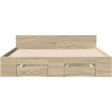 vidaXL Posteljni okvir s predali sonoma hrast 120x190cm inženirski les | Shoptok.si