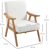  Tapecirana fotelja u skandinavskom dizajnu baršunasti izgled okvir od punog drva 68 x 74 x 82 cm prirodna+krem boja | shoptok.hr