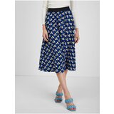 Orsay Blue Pleated Patterned Skirt - Women Cene