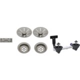 Blanco pribor SATIN PLATINUM InFino set 2x3,5" za dva korita (čašice, InFino ukrasna rozete, C-overflow preljev komplet), bez dalj.upr. | shoptok.hr