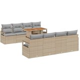 vidaXL Vrtna sedežna garnitura s shranjevanjem 9 pcs Bež Poly ratan, (5000021418) | Shoptok.si