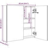 vidaXL led kopalniška omarica z ogledalom sijoče siva 62x14x60 cm | Shoptok.si