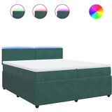 vidaXL Box spring postelja z vzmetnico temno zelena 200x200 cm žamet, (21308159) | Shoptok.si
